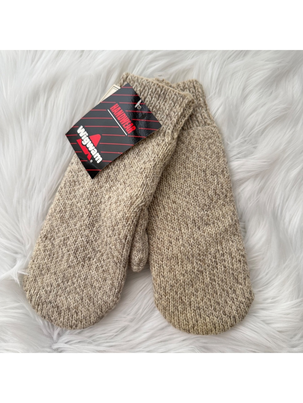 Vintage Wigwam Thinsulate Ragg Wool Mittens NWT Beige Heather Insulated Medium